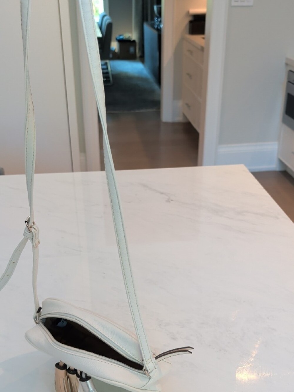 Nine West White Crossbody with Metallic Tassel Detail - Picture 4 of 5